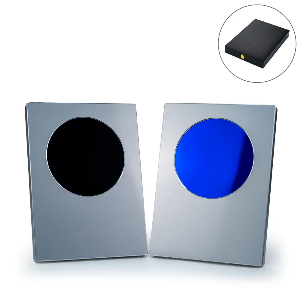Aluminum-Award-Plaque-A4-with-Round-Colored-Plate-WPL-MR1-Blank.webp A4 Aluminum Award Plaques with Round Colored Plate and Stand - Image 1
