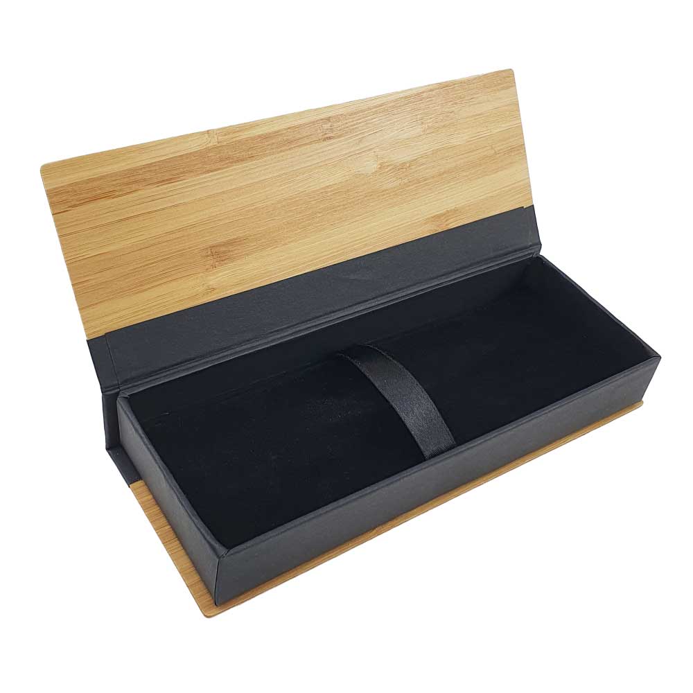 Bamboo-Pen-Box-PPB-10-Main.jpg Bamboo Pen Box with Velvet Interior - Image 1