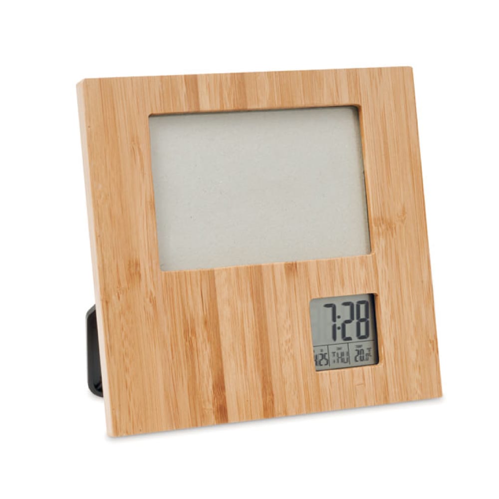 Bamboo-Photo-Frame-with-Digital-Clock-CLK-14-BM-Main.jpg Bamboo Photo Frame with Digital Clock - Image 1