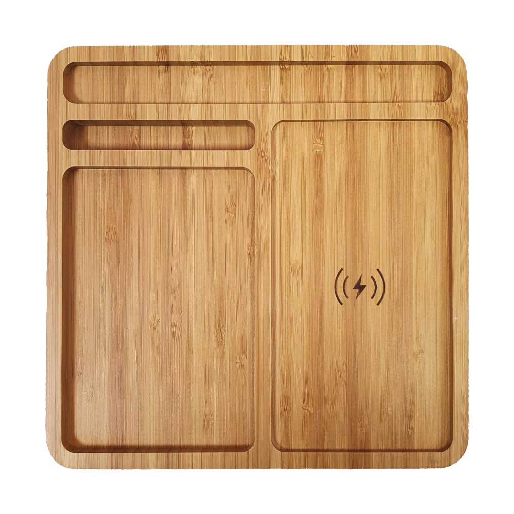 Bamboo-Wireless-Charger-Docking-Station-JU-WDS-B-main-t-1.jpg Bamboo 15W Wireless Desk Fast Charging Pad and Organizer - Image 1