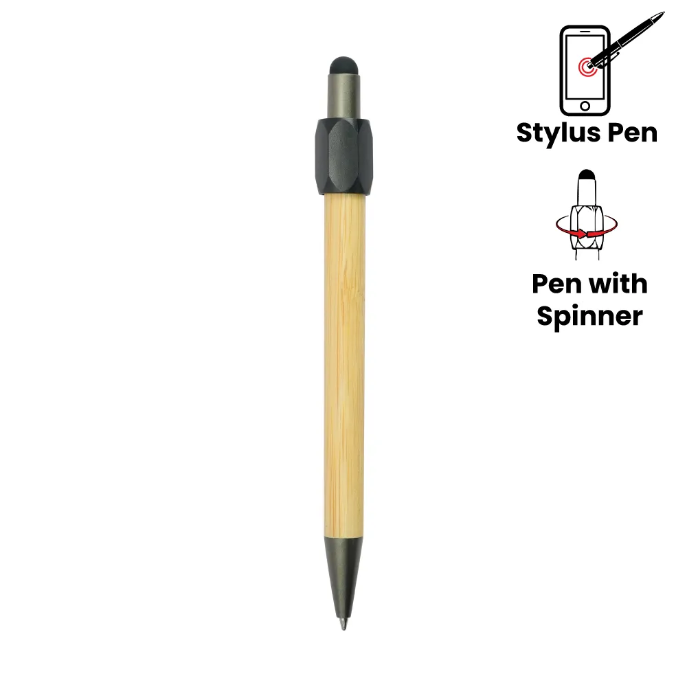 Bamboo-and-Metal-Stylus-Pen-with-Spinner-PN-SPN-03-Blank-3.webp Bamboo and Metal Stylus Pens with Spinner (Blue Ink) - Image 1