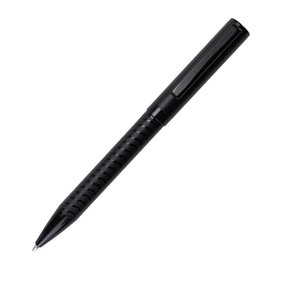 Black-Metal-Pens-with-Spiral-Design-Barrel-PN66-BLK-Blank.webp Black Metal Pens with Spiral Design Barrel - Image 1