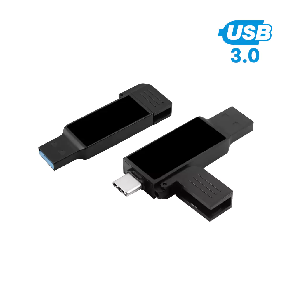 Black-OTG-USB-81-BK-Blank.webp OTG USB with LED Logo 32GB V. 3.0 Type C - Image 1