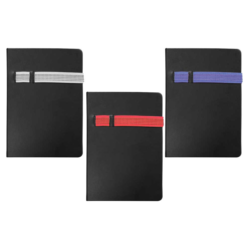 Black-PU-Notebooks-MB-05-BKK-main-t-1.jpg A5 size Notebooks with Pen and Mobile Holder - Image 1