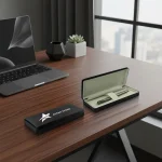 Black Pen Box in PU Leather with Soft Velvet Interior - Image 2