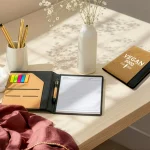 Cork Cover Folder B5 Size with Notepad, Pen and Sticky Notes - Image 2