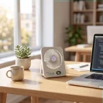 Rechargeable Table-Top Fan with Rotating Desk Stand, Compact & Portable, Type-C - Image 2