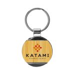 Round Bamboo & Metal Keychains 32mm - Image 2