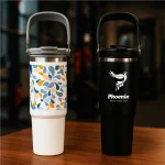Tumbler with Handle and Straw SS Double Wall 900ml - Image 2