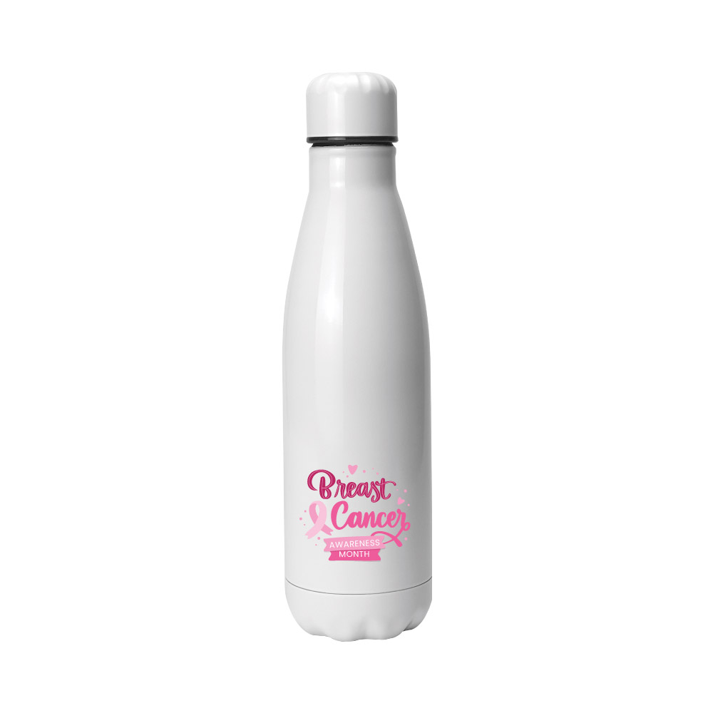 Breast-Cancer-Awareness-Bottle-144-WHT-1.jpg Stainless Steel Bottles with Breast Cancer Awareness Logo - Image 1