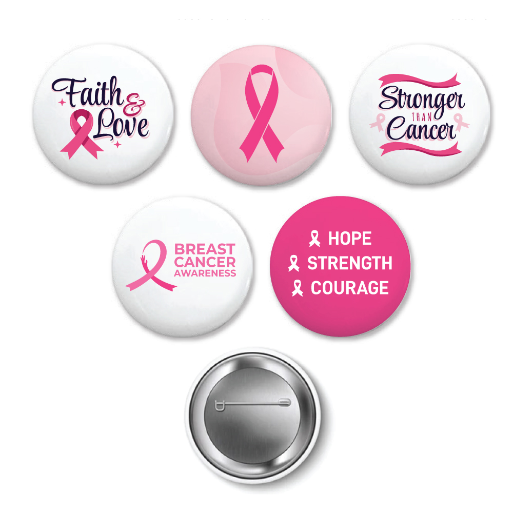 Breast-Cancer-Awareness-Buttons-1.jpg Breast Cancer Awareness Logo Button Badges in Aluminum - Image 1