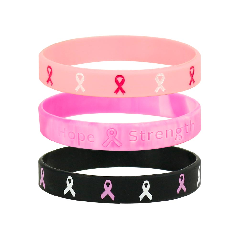 Breast-Cancer-Silicon-Wristbands-014-BC-Main.jpg Breast Cancer Awareness Wristbands with Logo - Image 1