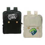 Black Cotton Backpack with Zipper Closure - Image 2
