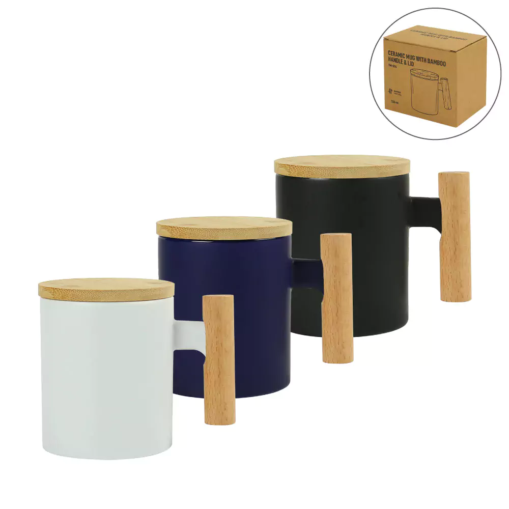 Ceramic-Coffee-Mugs-TM-024-Blank.webp Ceramic Coffee Mugs with Bamboo Handle and Lid 380ml - Image 1