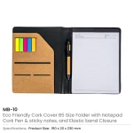 Cork Cover Folder B5 Size with Notepad, Pen and Sticky Notes - Image 6