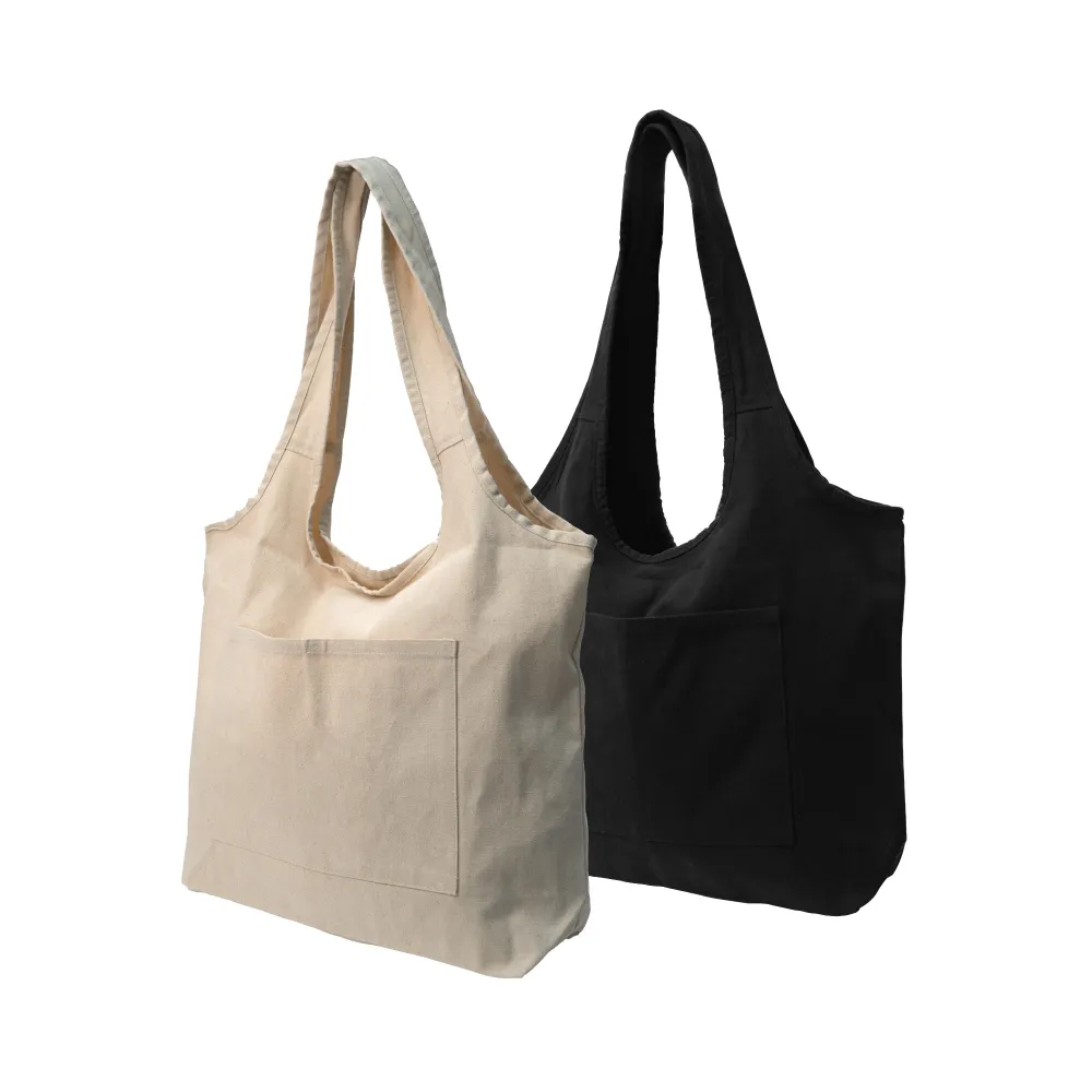 Cotton-Hobo-Bags-CSB-12-Blank.webp Cotton Hobo Bags with Front Pocket, 340 GSM - Image 1