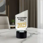 Crystal Trophy with Round Black Base in Premium Fiber Box - Image 2