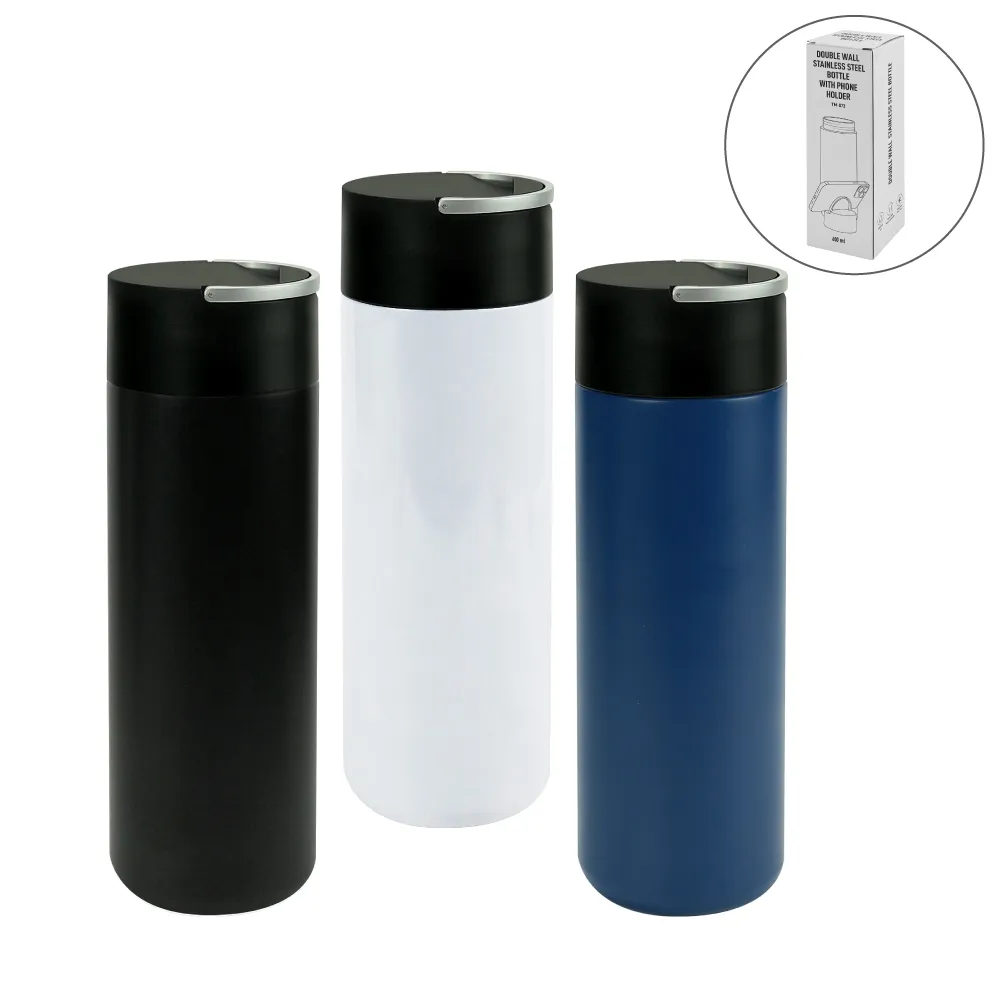 Double-Wall-SS-Bottles-TM-072-Blank.webp Double Wall SS Bottle, Twist-off Lid with Phone Holder 600 ml - Image 1