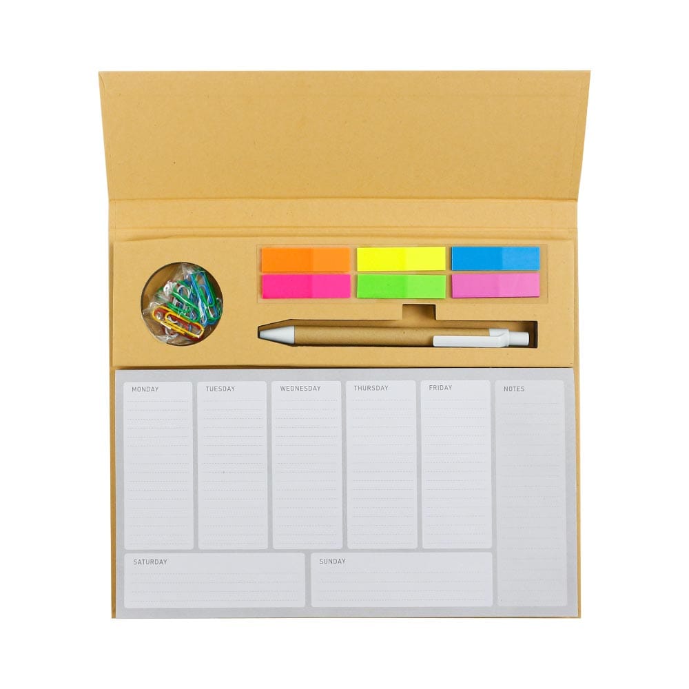 Eco-Friendly-Weekly-Planner-RNP-16-Blank-1.jpg Eco-Friendly Weekly Planner Kit with Pen, Clip, Sticky Notes - Image 1
