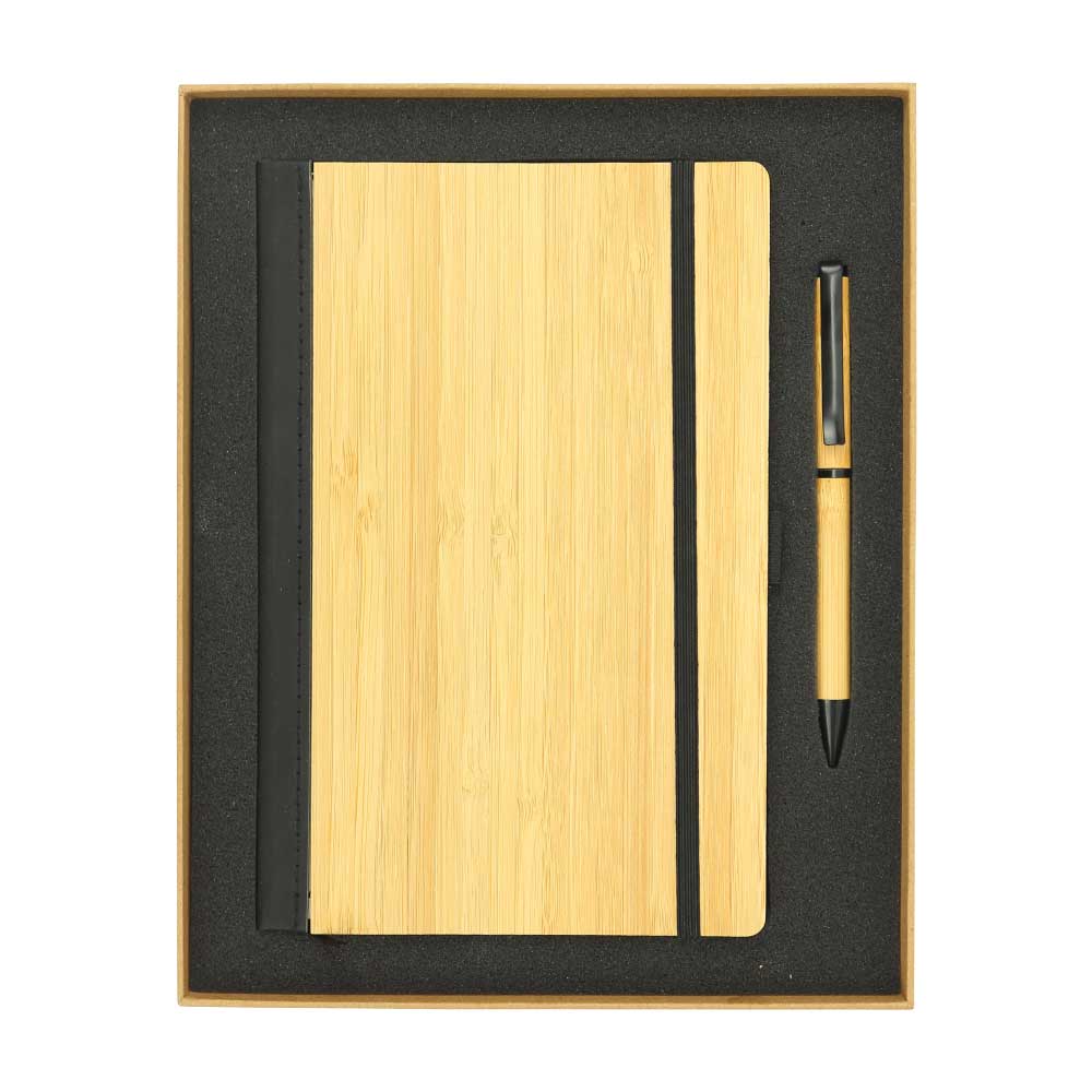 GS-047-main-t.jpg Bamboo Journal Set with A5 Size Notebook and Pen - Image 1