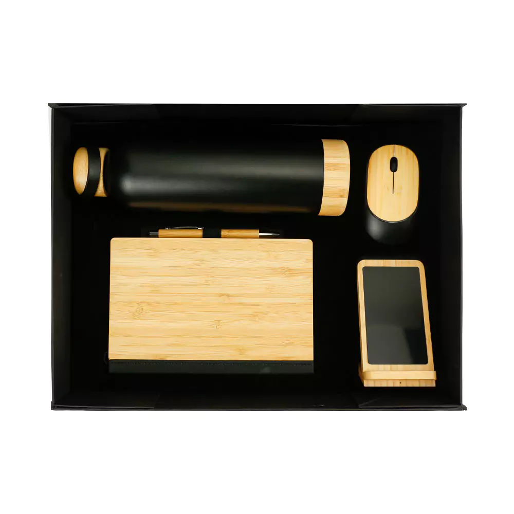 Gift-Sets-GS-035-Blank.webp Bamboo Gift Sets in a Black Cardboard Gift Box GS-035 - Image 1