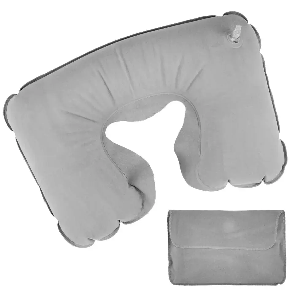 Inflatable-Neck-Pillow-NP-01-GY-Blank.webp Inflatable Neck Pillow with Pouch – Grey - Image 1