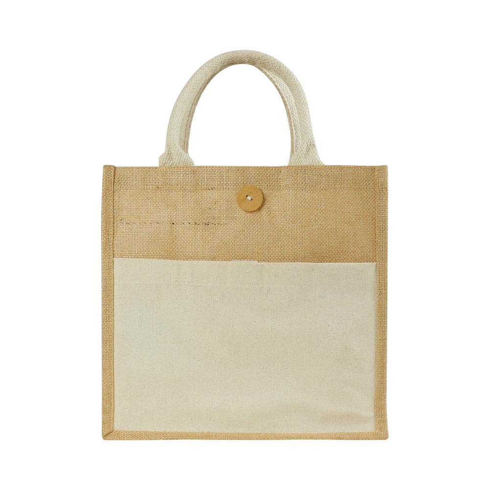 Jute-Bag-with-Front-Cotton-Pocket-and-Button-JSB-16-Blank.jpg Eco-Friendly Jute Bags with Front Cotton Pocket & Button Closure - Image 1