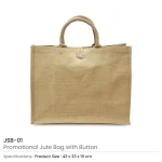 Reusable Jute Shopping Bags with Button Closure - Image 3