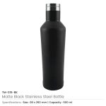 Double Wall Matte Black Stainless Steel Bottles, 500ml - Image 3
