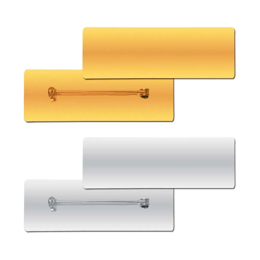 Metal-Name-Badges-2023.webp Shiny Gold and Silver Plated Metal Name Badges - Image 1