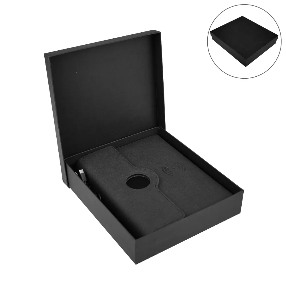 Multi-function-Portfolio-FPB2-BLK-Blank.webp Powerbank Portfolio Notebook, 8000 mAh, with 15W Wireless Charging - Image 1