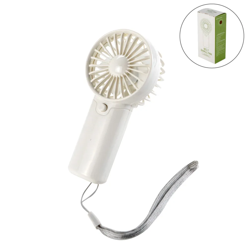 Portable-Hand-Fan-HF-01-WHT-Blank.webp Portable Hand Fan with Lanyard Lace - White Color - Image 1