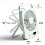 Rechargeable Table-Top Fan with Rotating Desk Stand, Compact & Portable, Type-C - Image 4