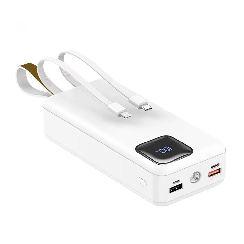 Powerbanks-30000-mAh-PB-30K-WHT-Blank.jpg Fast Charging Powerbank 30,000 mAh with Flashlight & Leather Strap - Image 1