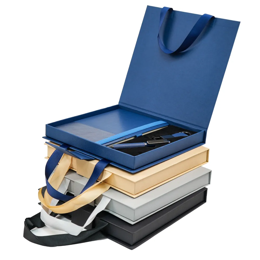 Premium-Office-Giftset-GS-703-View.webp Premium Office Gift Set with Ribbon Handle Box - Image 1
