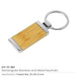 Rectangular Bamboo & Metal Keychains - Image 3