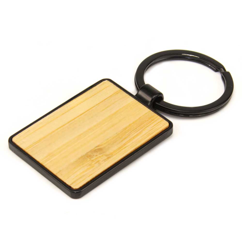 Rectangular-Keychain-with-Bamboo-KH-8-BM-Blank-1.jpg Metal Key Chain with Bamboo - Image 1