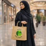 Reusable Jute Shopping Bags with Button Closure - Image 2