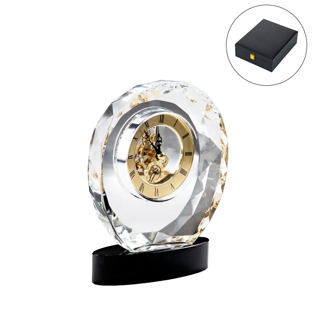 Round-Crystal-Clock-Awards-TR-10-Blank.webp Round Crystal Clock Awards with Oval Glass Base in Box - Image 1