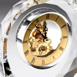 Round Crystal Clock Awards with Oval Glass Base in Box - Image 4