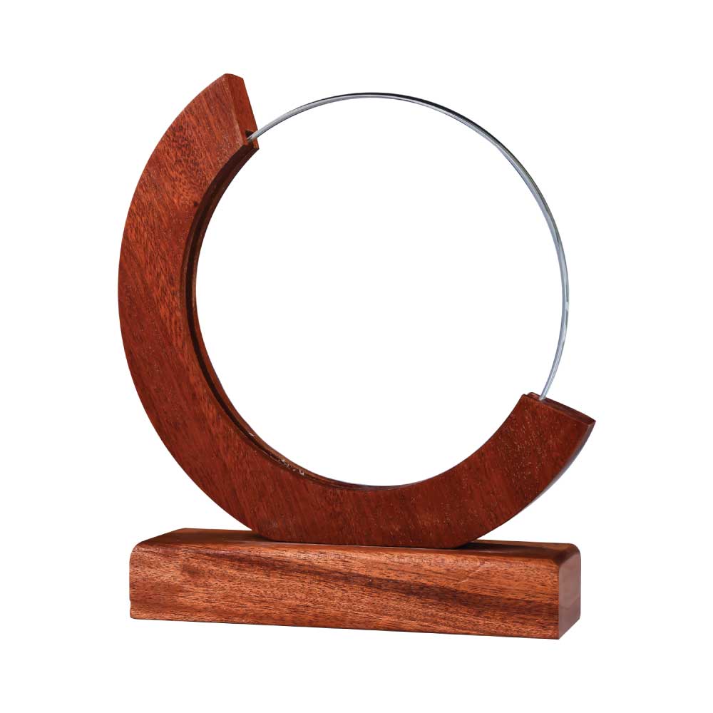 Round-Moon-Crystal-Awards-with-Wooden-Base-CR-57-Blank.jpg Round Moon Crystal Awards with Wooden Base - Image 1
