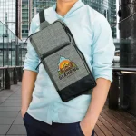 Sling Crossbody Bags in Grey and Black Polyester Material - Image 2