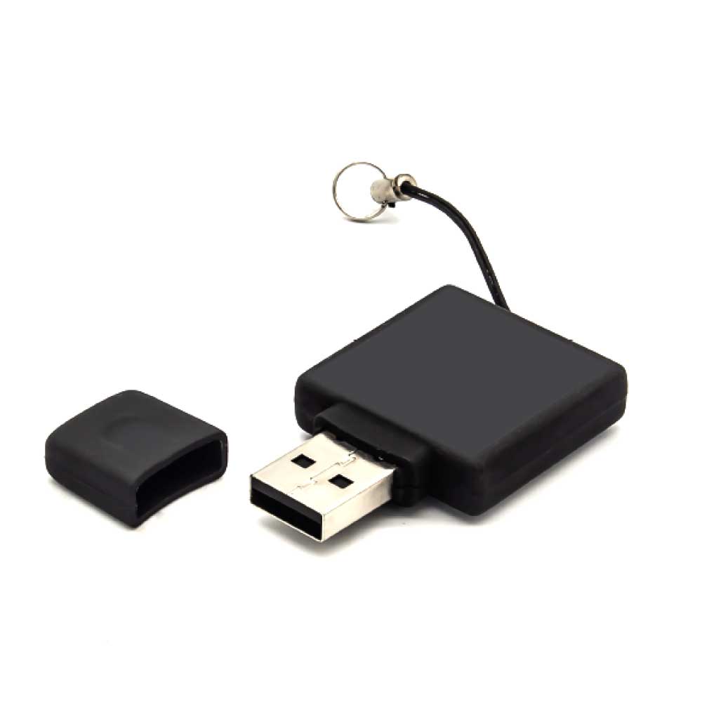 Square-Black-Rubberized-USB-22-main.jpg Square Black Rubberized USB Flash Drives - Image 1