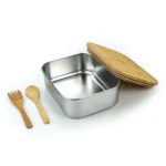 Stainless Steel Lunch Box with Bamboo Lid & Strap - Image 7