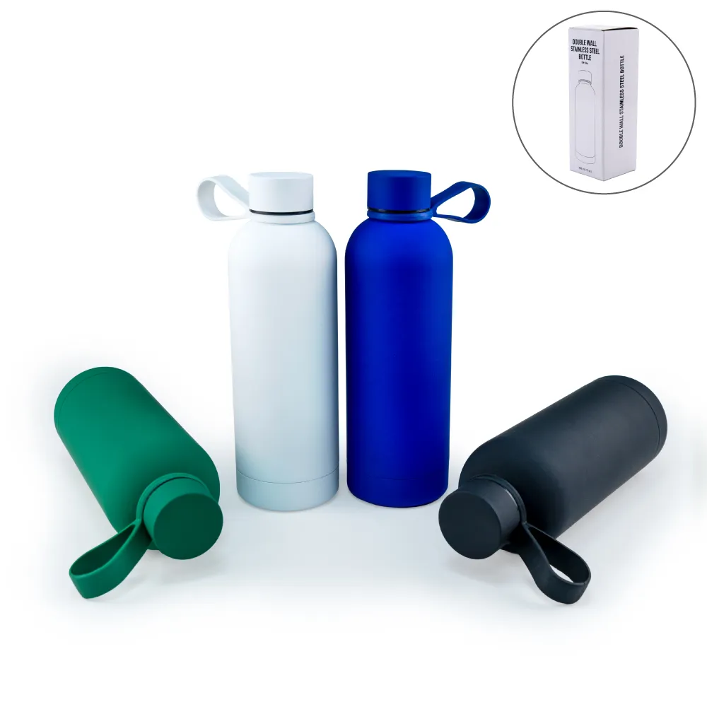 Stainless-Steel-Water-Bottle-TM-044-Blank.webp Stainless Steel Water Bottles 500ml – Double Wall, Matte Finish, Soft-Touch Rubber Coating - Image 1