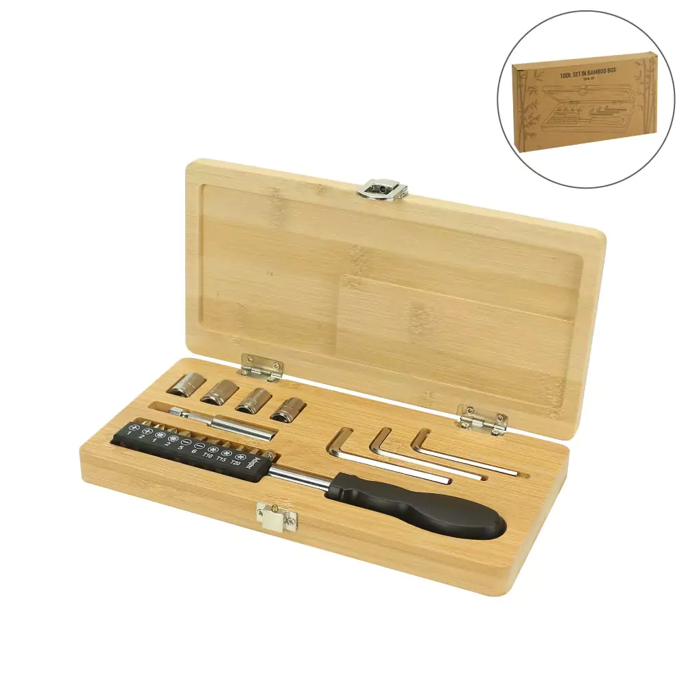 Tool-Set-TOOL-01-Blank.webp Tool Set in Bamboo Box with Silver Lock - Image 1