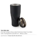 Dorniel Designs Tumblers with Transparent Lid, Recycled Stainless Steel - 540ml - Image 7