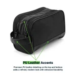 Twill Fabric Utility Pouch with PU Handle and 2 Main Zipper Compartments - Image 6