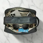 Twill Fabric Utility Pouch with PU Handle and 2 Main Zipper Compartments - Image 8