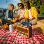 Vintage Design Bluetooth Speaker with Radio and Solar Panel - Image 2